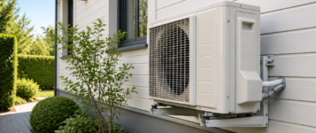 Thermopompe résidentielle installée sur une maison au Québec illustrant les mythes et réalités sur les thermopompes